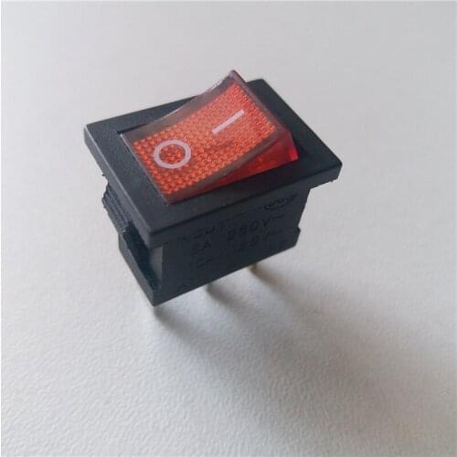 25pcs Rocker switch Red Rocker KCD1-102N 250V 6A 125V 10A 3 pin 2 gear ON-ON with light 15*21 illuminated for power supply