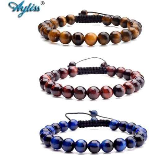 Ayliss Natural Stones Healing Reiki Bracelet with Handmade Tassel Adjustable Bracelets 8mm Beads Gem Stones Energy Yoga Bracelet