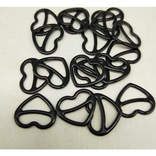 Heart shape Bra material PP metal bra strap hooks Nylon Coated Lingerie 12 mm 12 pcs/lot