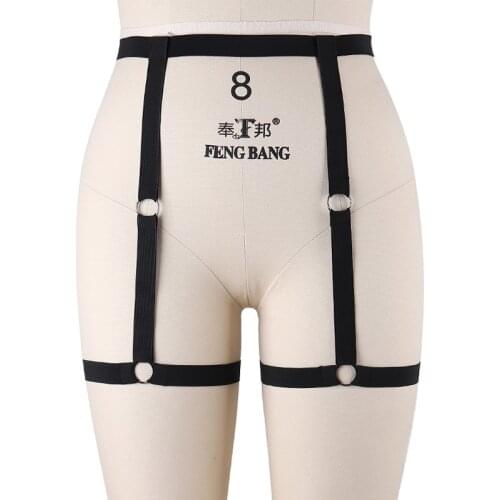 Goth Black Garters Leg Body Harness Belt Bondage Stockings Punk Harness Garter Belt Rave Sexy Lingerie Fetish Body Harness Belt