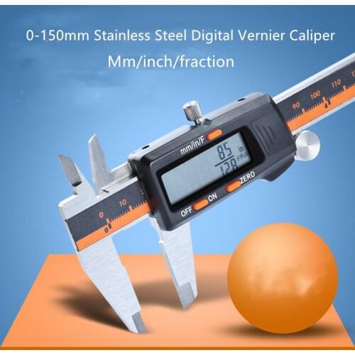 0-150mm 4CR13 Stainless Steel Digital Vernier Caliper Metric/imperial/fraction Display High Precision Electronic Measuring Tool