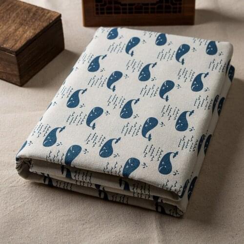 Cotton Linen Fabric Cartoon Whale Print Fabric Patchwork Canvas Textile Material DIY Sewing Pillow Cloth Background Cloth Fabric