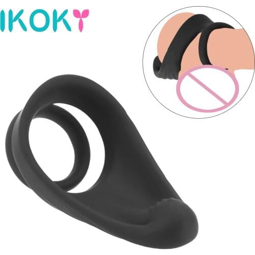 IKOKY Cock Ring Anal Massage Male Masturbator Delay Ejaculation Adult Product Penis Rings Sex Toys for Men Couples Soft Silicone