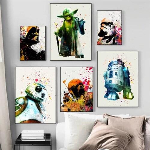 Disney Star Wars Movie Canvas Paintings Darth Vader Yoda Posters and Prints Wall Art Pictures for Living Room Home Decoration