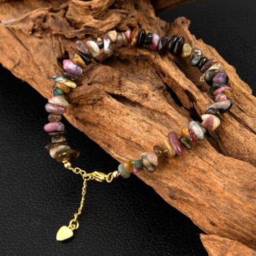 Colorful Natural Tourmaline Stone Bracelet Bring Lucky Brave Wealth Feng Shui Bracelets Women Men Jewelry