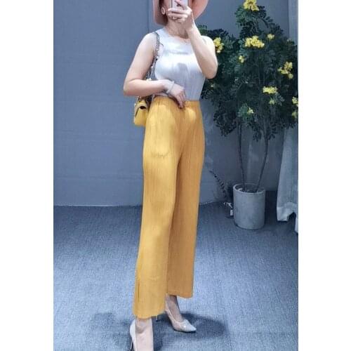 HOT SELLING Pleated series fashion all-match straight pants Split solid color casual pants IN STOCK