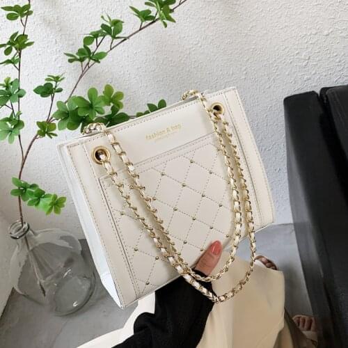 Fashion Lozenge Shoulder Bags for Women 2021 New Solid Color Soft Leather Messenger Rivet Women Brand Luxury Crossbody Bags