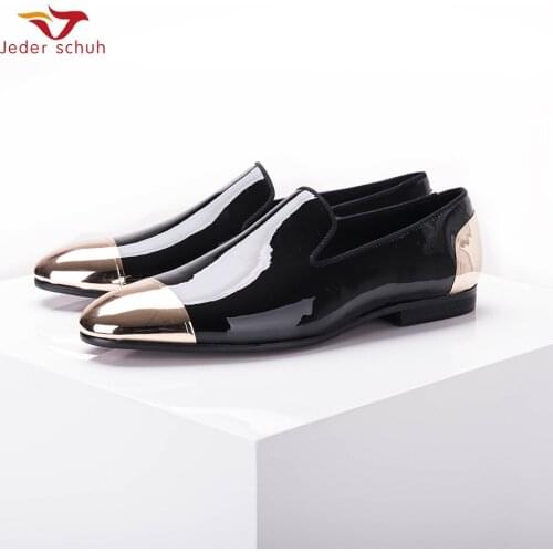 Jeder Schuh New Black And White Patent Leather Men Handmade Shoes Party And Wedding Men Dress Shoes Plus Size MenS Loafers