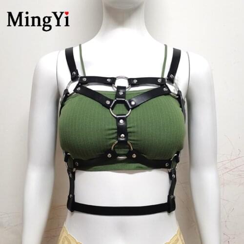 Fetish Harness Belt Women Gothic Sexy Chest Bondage Straps Cage Bra Lingerie Girls Leather Cat Mask BDSM Erotic Body Belt Top