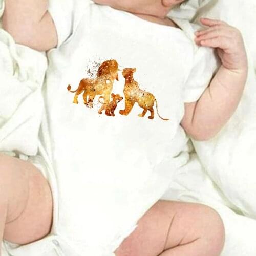 The Lion King Simba Family Basic Baby Onesie Summer Short Sleeve O-Neck Casual Girl Boy Newborn Romper White Dropship