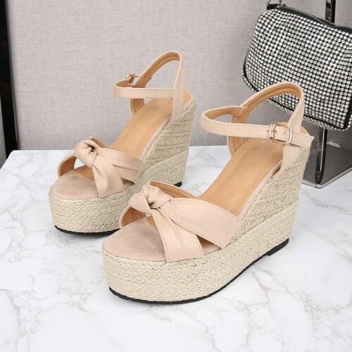 New Gladiator Women Sandals Small Code High Heels Fashion Sandals bow-knot Platform Wedges shoes For Women