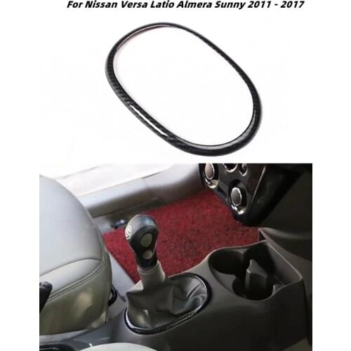 Gear Panel Trim for Nissan Versa Latio Almera Sunny 2011-2017 T Carbon Fiber Style ABS Car Gear Shift Knob Panel Cover Sticker