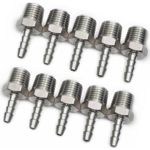 The Bar Production Stainless Steel 316 Barb Fitting Coupler / Connector 3/16" Hose ID x 1/4" Male NPT Air Fuel Water