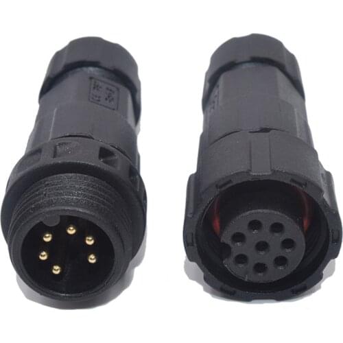 1pc IP68 Solder Connector Waterproof Cable Plug 15A Male Female Assembled Conector 2/3/4/5/6/7/8/9/10 Pin Outdoor Junction Box