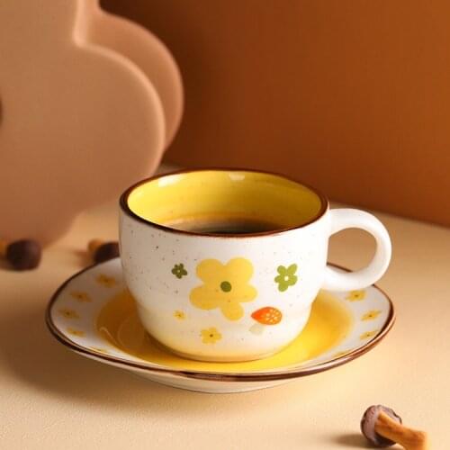 Modern Reusable Coffee Cup Flower Ceramic Afternoon Nordic Style Coffee Cup Unique Tea Tazzine Caffe Breakfast Utensils EI50BD