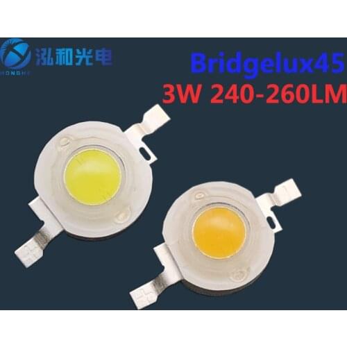 10pcs 3W LED High Power LEDs 240-260LM Bridgelux Chip 45mil Cold White Natural White Warm White Light Source DIY Lamp Bulb