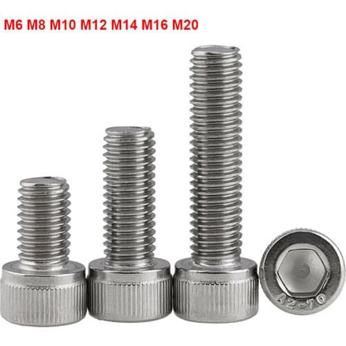 M6-M20 DIN912 Hexagon Hex Socket Head Cap Screws 304 Stainless Steel Cylindrical Allen Bolts Length 8mm-150mm