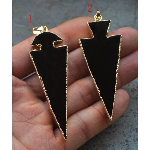 YA2357 Black Onyx Agat Arrow Shape Pendant Gold color