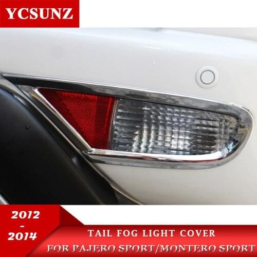 ABS chrome rear fog light cover For Mitsubishi Pajero Sport 2012 2013 2014 tail fog lamp exterior parts For montero sport 2014