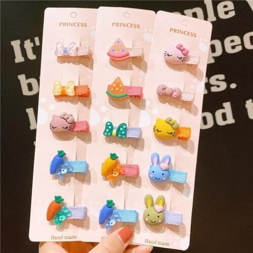 5Pcs/Set Kids Cute Hair Accessories New Korean Hot Sale Baby Hairpins Girls Sweet Color Hairclips Hairdresses Gifts For Children