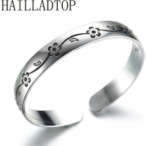 Womens Jewellery Antique Silver Bracelet Female Plum Retro Thai Silver Black Bracelet Bangle Fashion Jewelry wholesale Lots