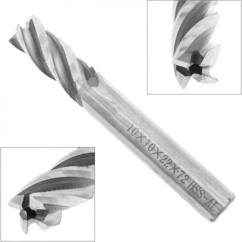 10mm Milling Cutter 4 Flute HSS & Aluminum End Mill Cutter with Super Hard Straight Shank for CNC Mold Processing