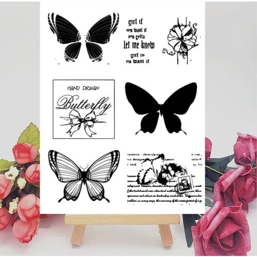 14x18CM butterfly shadow Transparent Seal Clear Stamps Silicone Seal Roller Stamps DIY Scrapbook Album / Card Production Easter