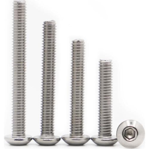 5-50pcs Round Hexagon Screw ISO7380 M2 M2.5 M3 M4 M5 M6 A2-70 Stainless Steel Hex Socket Button Head Allen Bolt Screws