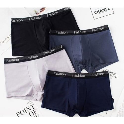 4Pcs Brand Men Underwear Cotton Mens Boxer Trunks Gay Penis Pouch Sleepwear Fashion Mens Underpants Boxer Short Cuecas Lingerie