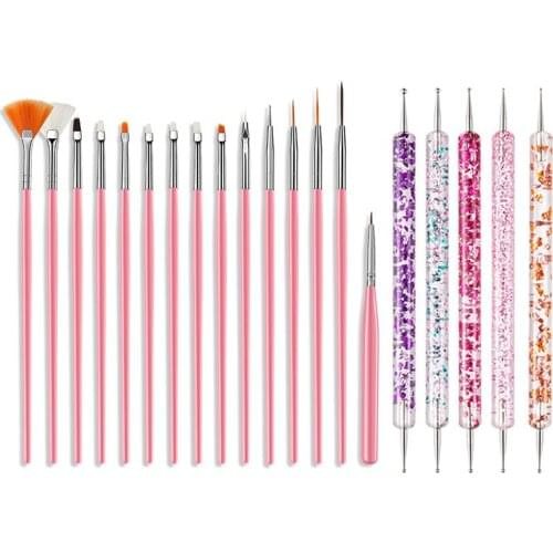 5/6/10/15/20Pcs 2 Ways Dotting Tools Nail Painting Pen Professional Nail Art Pen for Manicure DIY Decoration Supply Nail Brushes