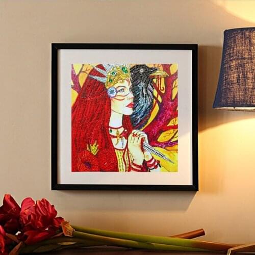 5D DIY Diamond Painting Wolf Woman and Eagle Special Diamond Embroidery Mosaic Art Picture Rhinestone Home Wall Decoration Gift