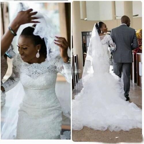 ANGELSBRIDEP High-Neck Wedding Dresses Long Sleeves Robe de mariee Formal Applique Court Train Formal Bridal Wedding Gowns HOT