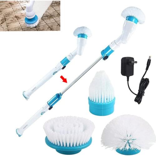 Electric Cleaning Brush Turbo Scrub Cleaner Automatic Rotary Extension Handle Adjustable Bathroom Kitchen Cleaning Spin Scrubber