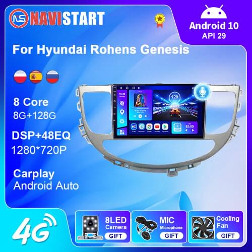 6+128G for Hyundai Rohens Genesis 2008-2013 Car Radio Android 10 Multimedia Player GPS Navigation 2Din BT USB Carplay DVD Player