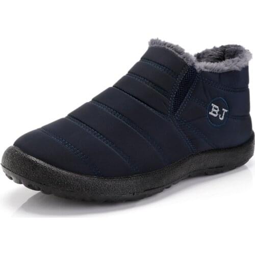 New Fashion winter shoes men Solid Color Snow Boots Plush Inside Bottom Warm Waterproof Ski Boots zapatos de hombre