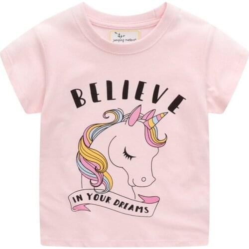 Jumping Meters New Pink Unicorn Girls T shirts For Summer Baby Clothes Animals Print Fashion Girls Tees Toddler Tops