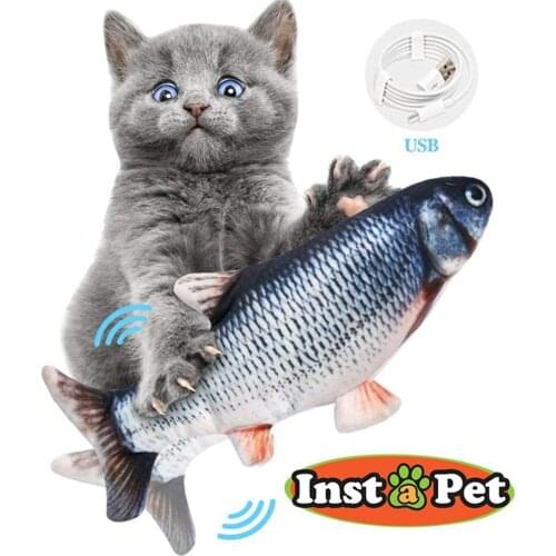 Electric Floppy Fish Cat Toy Realistic Flopping Cat Fish That Moves USB Wiggle Catnip Kicker Fish Motion Fun Interactive Toys