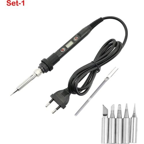 Electric Soldering Iron Kit Adjustable Temperature 80W LCD Solder Welding Tools Ceramic Heater Soldering Tips Desoldering Pump