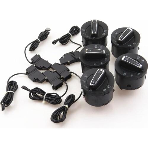 FHAWKEYEQ 5 Set Car Chrome Head Light Adjustment Switch Button Control Module Sensor For Golf MK7 5GG 941 431 D 5GG941431D