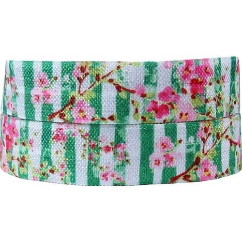 FLRA FOE(50 yards/lot) Beautiful flower printed St. Patrick foe fold over elastic for holiday celebrating