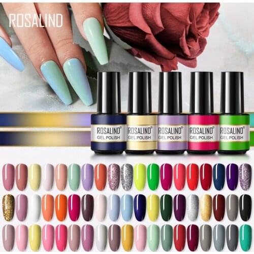 ROSALIND Gel Polish 7ML Gel Varnishes All For Manicure Nails Art Soak Off Base Top Coat Semi Permanent Glitter Gel Nail Polish