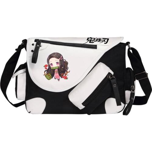 New Anime Demon Slayer Print Men Canvas Travel Shoulder Bag Women Messenger Bags Satchels Cross Body Bag Boy Girl Kids Schoolbag