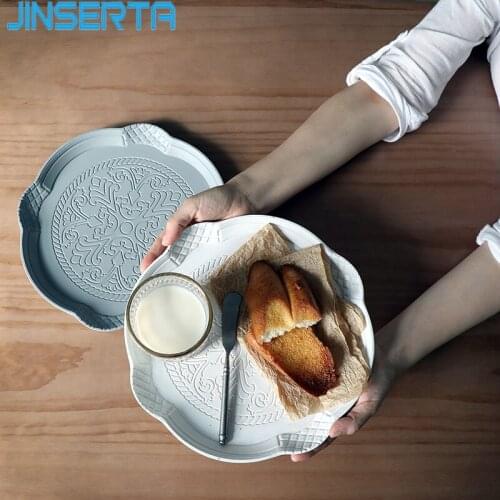 JINSERTA Antique Wooden Serving Tray Dinner Plate Dish Tableware Dessert Fruit Cake Snack Nuts Plate Home Restaurant Decor Tray