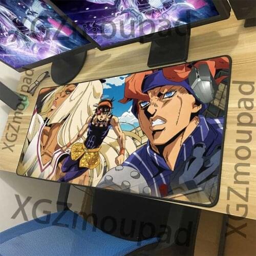 XGZ Customized Japanese Anime Large Mouse Pad Black Lock Edge JoJos Bizarre Adventure Computer Keyboard Table Mat Non-slip Xxl