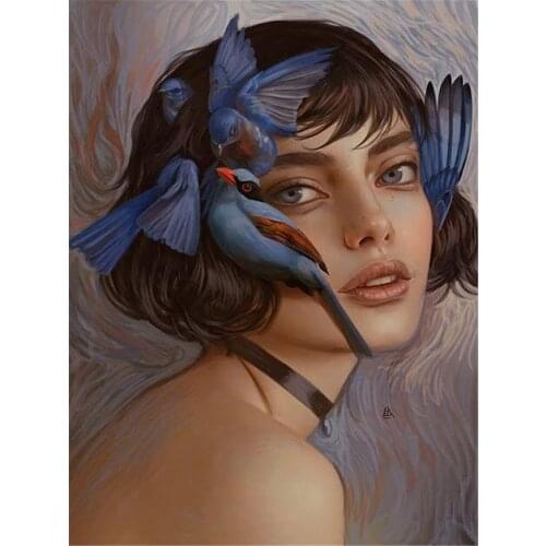 Colorful Women Calligraphy DIY 11CT Embroidery Cross Stitch Kits Craft Needlework Set Cotton Thread Printed Wholesale