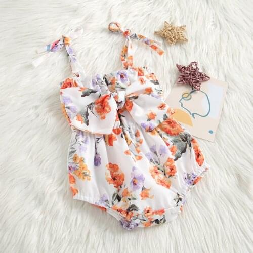 Ma&Baby 0-24M Floral Baby Girl Rompers Sleeveless Bow Newborn Girls Jumpsuit Infant Toddler Girl Clothing Costumes DD15