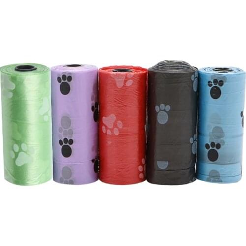 New 1/5/10/20Roll Pet Dog Waste Poop Bag Poo Printing Degradable Clean-up