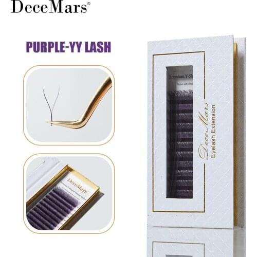 DeceMars Puple Blue Color YY Eyelash Extension Colored Lash