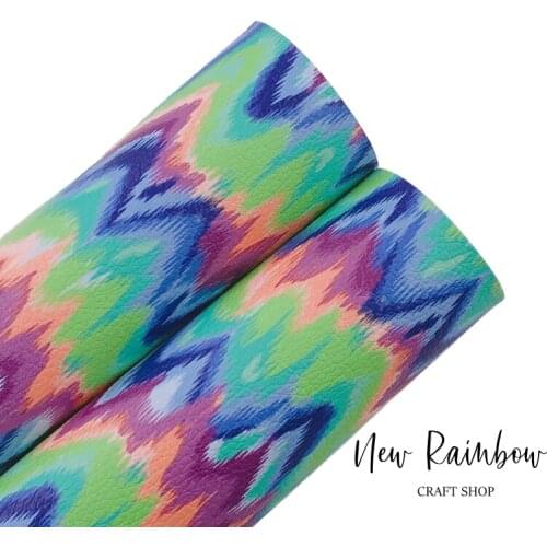 New Rainbow 30x22cm/A4 Cute Rainbow Ikat Chevron Print Faux Leatherette For Making Hair Bows, Accessories, Bags, Homedeco