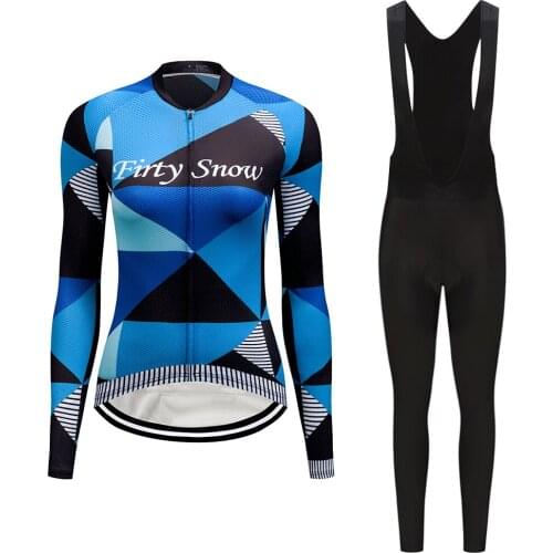 2021 Fall Long Sleeve Road Bike Clothing BIB Gel Kit Women Cycling Jersey Set MTB Suit Female Bicycle Clothes Long Uniform Dress